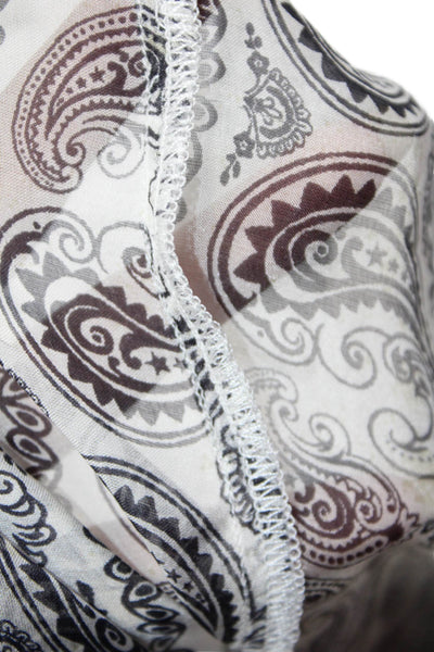 Pierre Balmain Womens Silk Sheer Paisley Print Tank Top Blouse White Size XS