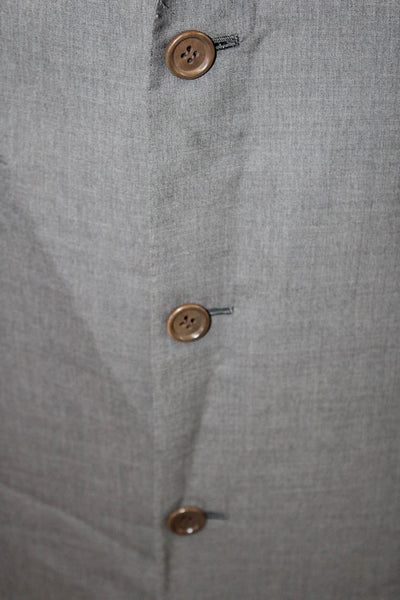 Kiton Mens Wool Three-Button Long Sleeve Collared Blazer Set Solid Gray Size 54