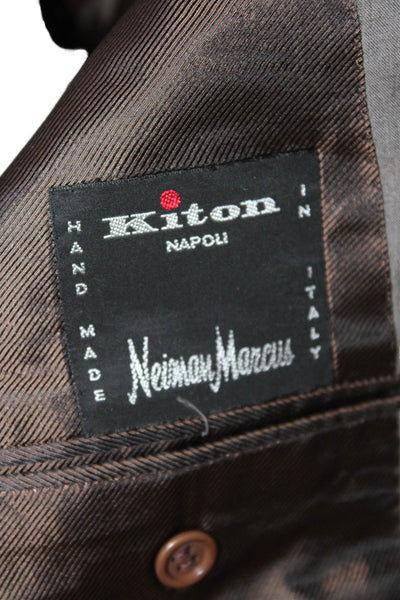 Kiton Mens Wool Three-Button Long Sleeve Collared Blazer Set Solid Gray Size 54