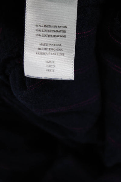 Rails Womens Short Sleeve Crew Neck Smocked Striped Dress Navy Pink Size Small