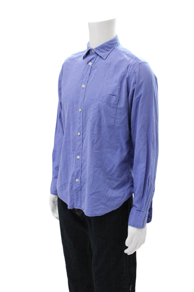 Hartford Mens Long Sleeves Button Down Shirt Blue Cotton Blend Size Medium