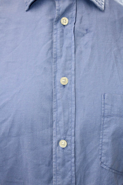 Hartford Mens Long Sleeves Button Down Shirt Blue Cotton Blend Size Medium