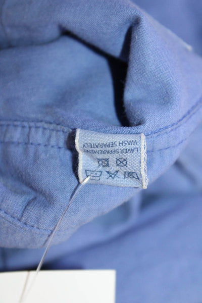 Hartford Mens Long Sleeves Button Down Shirt Blue Cotton Blend Size Medium