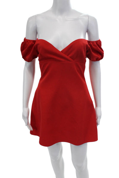 Majorelle Womens V-Neck Short Sleeve Side Zip Mini Dress Red Size S