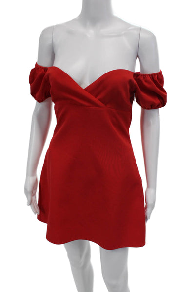 Majorelle Womens V-Neck Short Sleeve Side Zip Mini Dress Red Size S