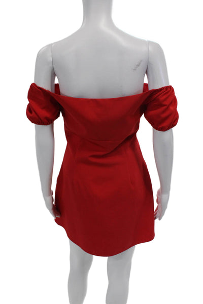 Majorelle Womens V-Neck Short Sleeve Side Zip Mini Dress Red Size S