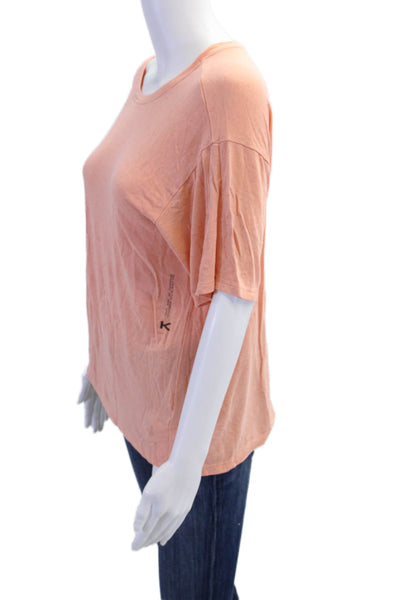 Koral Womens Short Sleeve Scoop Neck Cut Out Tee Shirt Peach Size Medium
