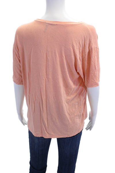 Koral Womens Short Sleeve Scoop Neck Cut Out Tee Shirt Peach Size Medium