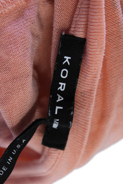 Koral Womens Short Sleeve Scoop Neck Cut Out Tee Shirt Peach Size Medium