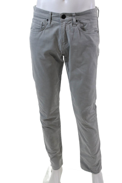 Vince Mens Zipper Fly Straight Leg Twill Pants Gray Cotton Size 31