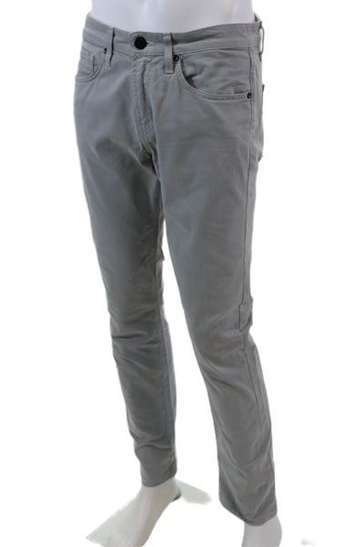 Vince Mens Zipper Fly Straight Leg Twill Pants Gray Cotton Size 31