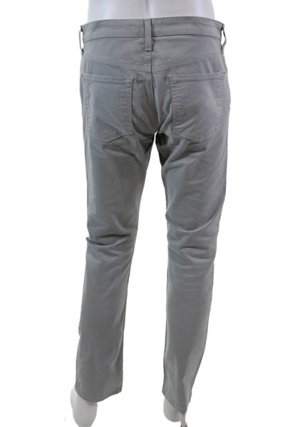 Vince Mens Zipper Fly Straight Leg Twill Pants Gray Cotton Size 31
