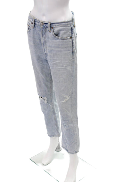 Agolde Womens Button Up Light Wash Skinny Leg Jeans Blue Cotton Size 27