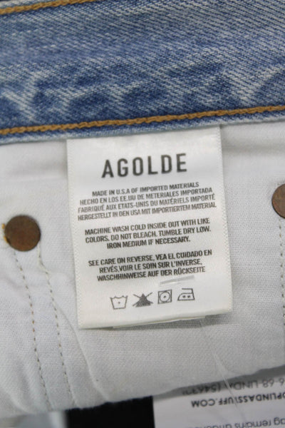 Agolde Womens Button Up Light Wash Skinny Leg Jeans Blue Cotton Size 27