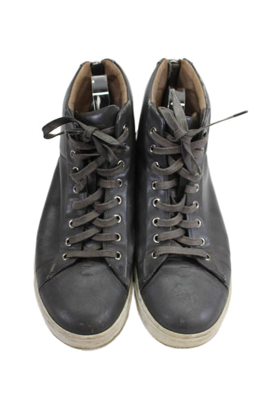 Gianvito Rossi Mens Leather Textured Lined Lace Up Zip High Top Sneakers Gray Si