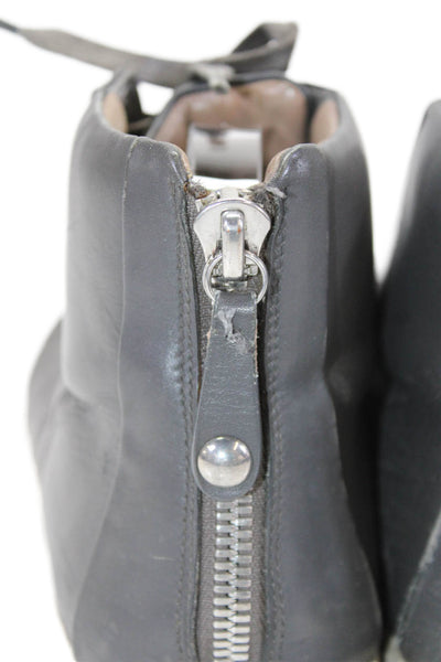 Gianvito Rossi Mens Leather Textured Lined Lace Up Zip High Top Sneakers Gray Si