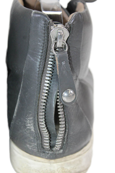 Gianvito Rossi Mens Leather Textured Lined Lace Up Zip High Top Sneakers Gray Si