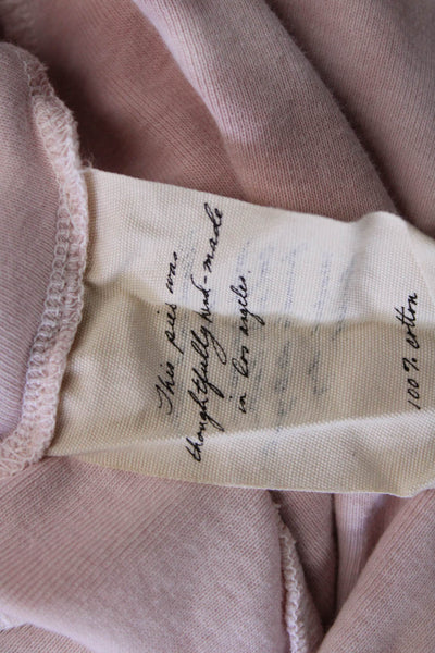 Raquel Allegra Womens Cotton High Neck Lettuce Hem Top Light Pink Size 0