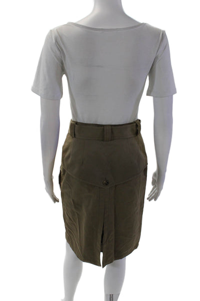 Moschino Cheap & Chic Womens Button Front Belted Pencil Skirt Brown Size 6