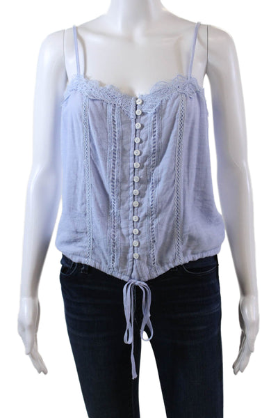 Heartloom Womens Lace Trim Spaghetti Strap Tank Top Blue Size Extra Small