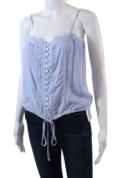 Heartloom Womens Lace Trim Spaghetti Strap Tank Top Blue Size Extra Small