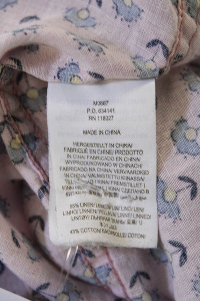 Boden Mens Floral Print Button Down Short Sleeves Shirt Pink Blue Size Small