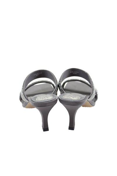 Vince Camuto Womens Square Toe Sequin Mule Heels Gray Size 8.5