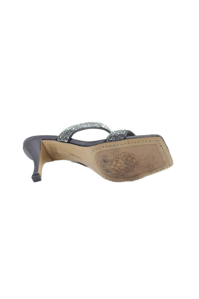 Vince Camuto Womens Square Toe Sequin Mule Heels Gray Size 8.5