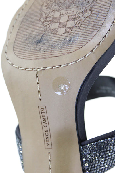 Vince Camuto Womens Square Toe Sequin Mule Heels Gray Size 8.5