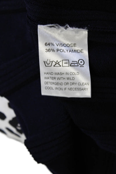 Biana Womens Stretch Ribbed Round Neckline Sleeveless Blouse Navuy Blue Size L