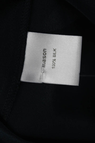 Michelle Mason Womens Silk Long Sleeves Button Down Blouse Navy Blue Size 6