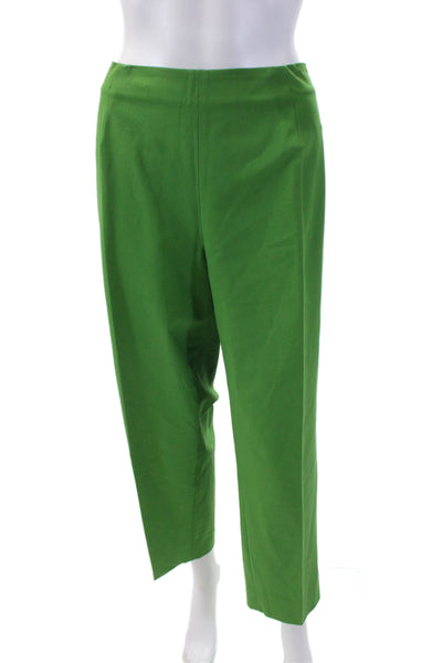Piazza Sempione Womens Textured Pleated Straight Leg Pants Green Size EUR 54