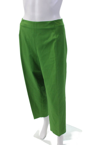 Piazza Sempione Womens Textured Pleated Straight Leg Pants Green Size EUR 54