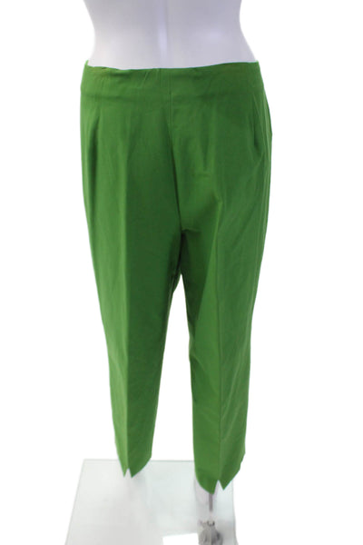 Piazza Sempione Womens Textured Pleated Straight Leg Pants Green Size EUR 54