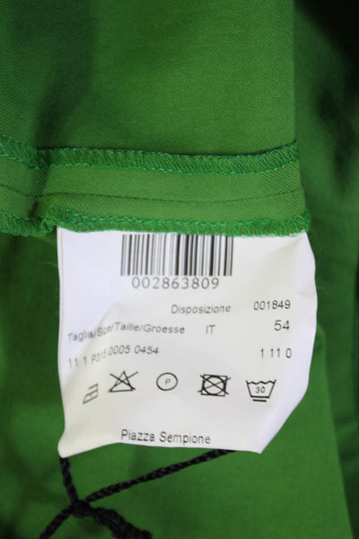 Piazza Sempione Womens Textured Pleated Straight Leg Pants Green Size EUR 54
