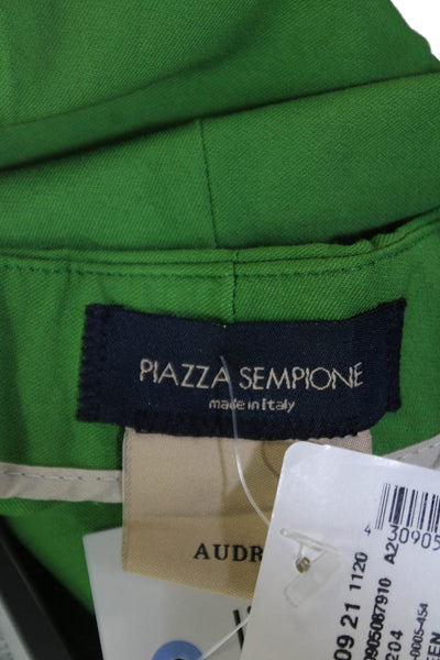 Piazza Sempione Womens Textured Pleated Straight Leg Pants Green Size EUR 54