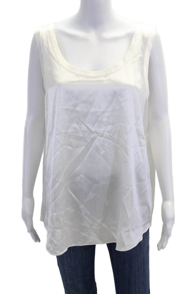Lafayette 148 New York Womens Silk Sleeveless Round Neck Blouse White Size 1X