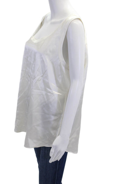 Lafayette 148 New York Womens Silk Sleeveless Round Neck Blouse White Size 1X