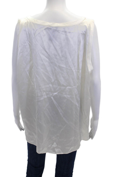 Lafayette 148 New York Womens Silk Sleeveless Round Neck Blouse White Size 1X