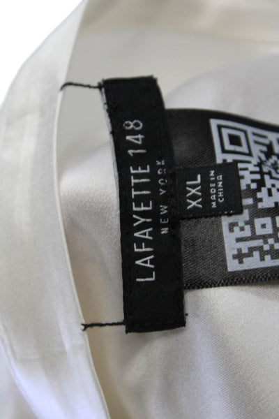 Lafayette 148 New York Womens Silk Sleeveless Round Neck Blouse White Size 1X