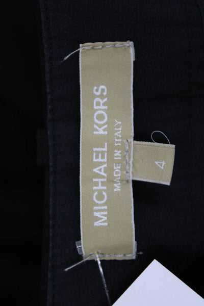 Michael Kors Womens Cotton Buttoned Pocket Ankle Dress Pants Black Size 4