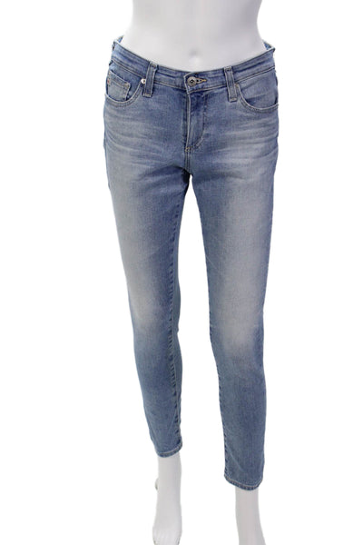 AG-ED Denim Womens Cotton Skinny Leg Light Wash Ankle Jeans Blue Size 27