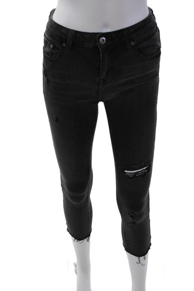 Pistola Women's Low Rise Five Pocket Distress Skinny Denim Pants Black Size 25
