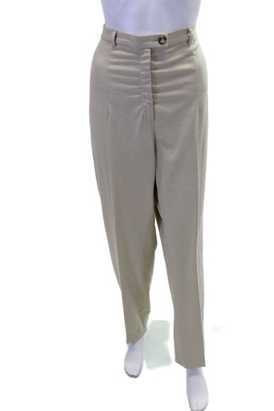 Giorgios of Palm Beach Womens Cotton High Rise Pleated Pants Beige Size 14