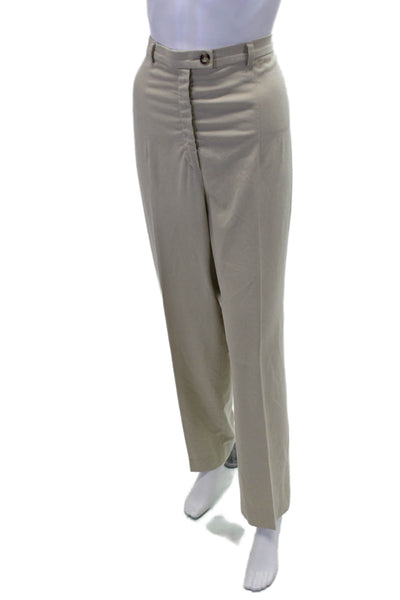 Giorgios of Palm Beach Womens Cotton High Rise Pleated Pants Beige Size 14