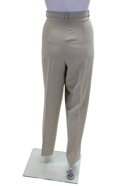 Giorgios of Palm Beach Womens Cotton High Rise Pleated Pants Beige Size 14
