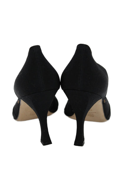 Manolo Blahnik Womens High Heel Double Buckle Pointed Toe Pumps Black Size 38.5