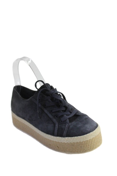 Vince Womens Woven Sole Detail Lace Up Platform Casual Shoes Blue Size 6.5