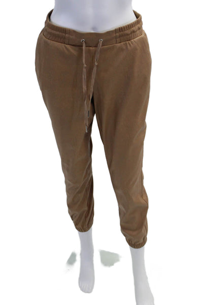 Philanthropy Womens Faux Leather Drawstring Jogger Pants Brown Size S