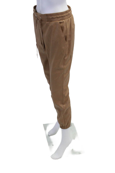 Philanthropy Womens Faux Leather Drawstring Jogger Pants Brown Size S